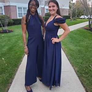 Navy Blue Cold Shoulder Gown ✨
